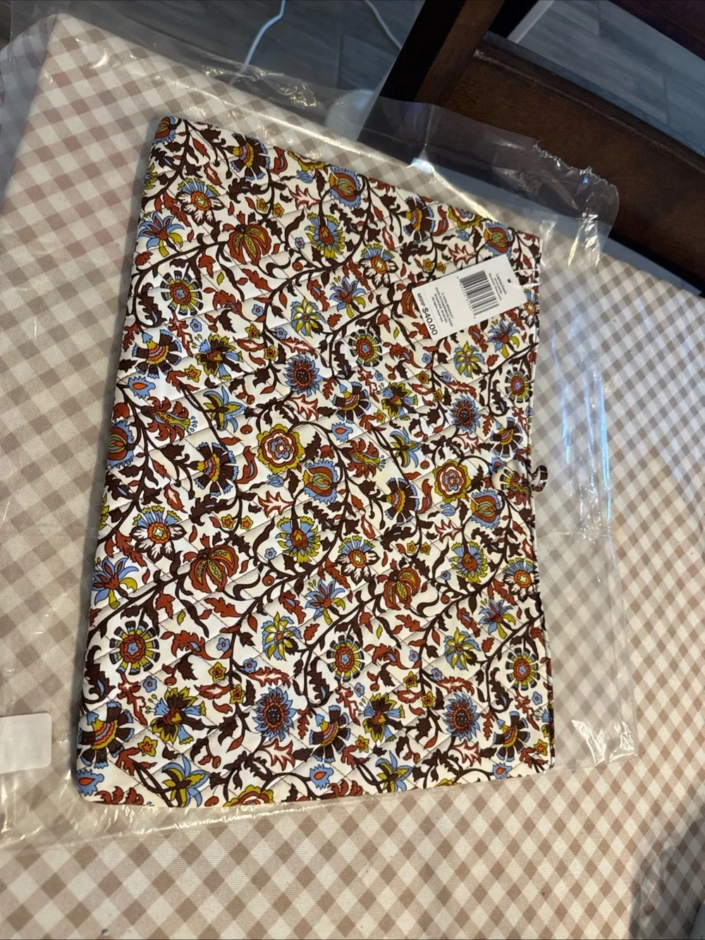 Vera Bradley Marrakesh Vines Cream Floral Laptop Insert - Brown, Blue, Yellow